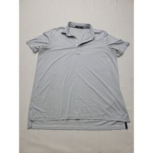 RLX Ralph Lauren Golf Polo Shirt Men’s Size Large SS White Gray Striped Wicking